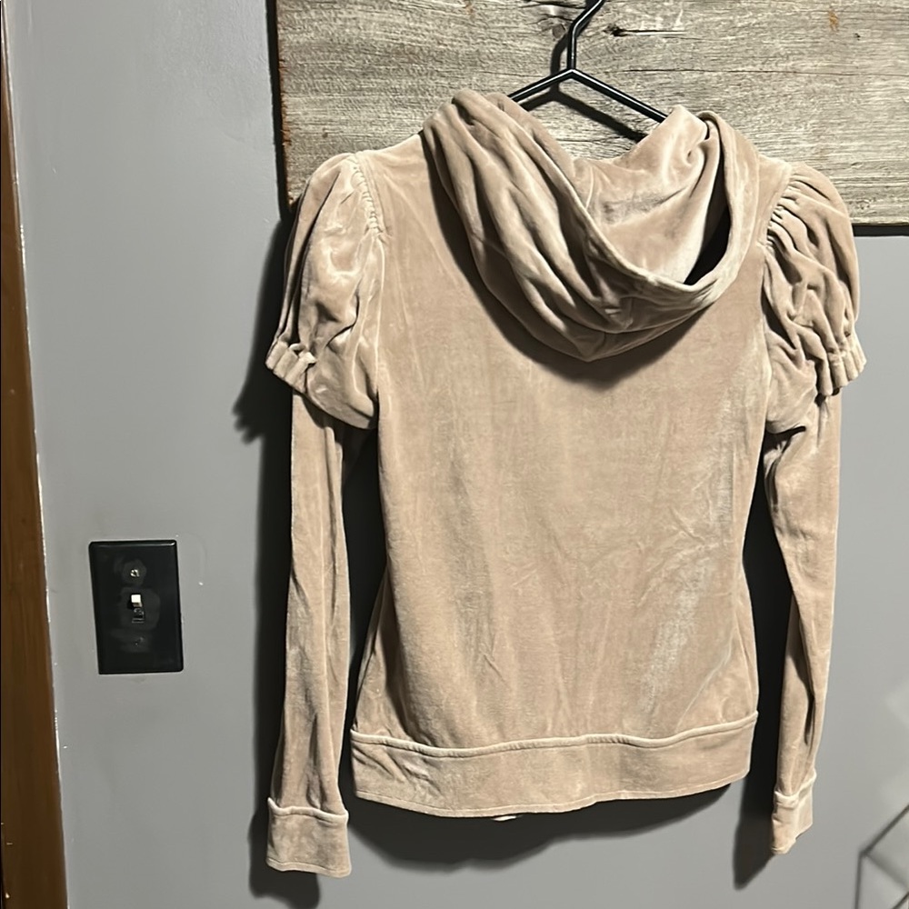 Vintage Y2K Juicy Couture Tan Hooded Zip-Up Jacket hoodie - Picture 6 of 11